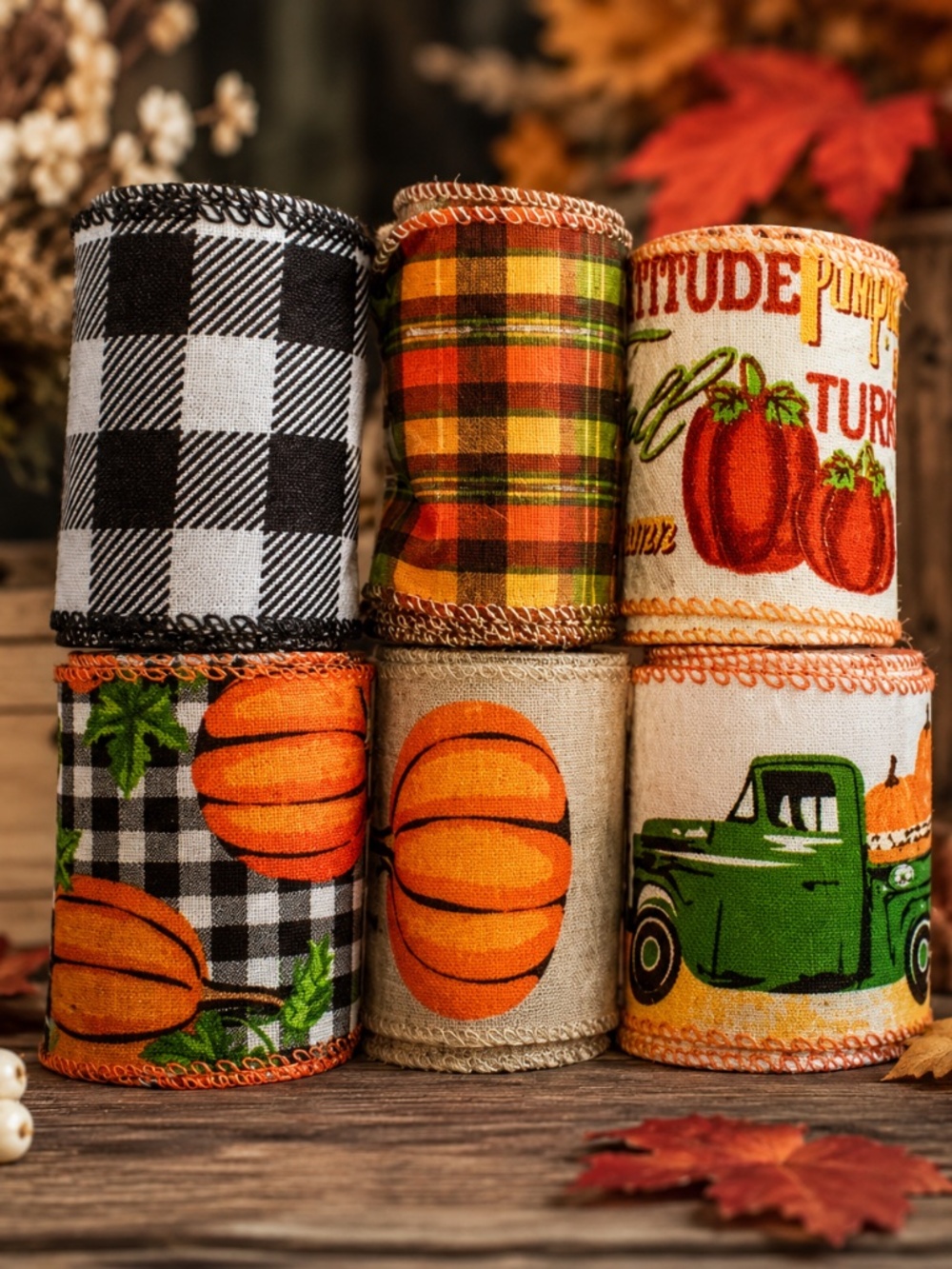 Autumn Ribbon Pumpkin Fall Style Halloween 30 Yards - Rolls
